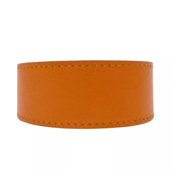 Auth HERMES Artemis Touareg Bracelet Bangle E in Square Orange Leather - Picture 4 of 12